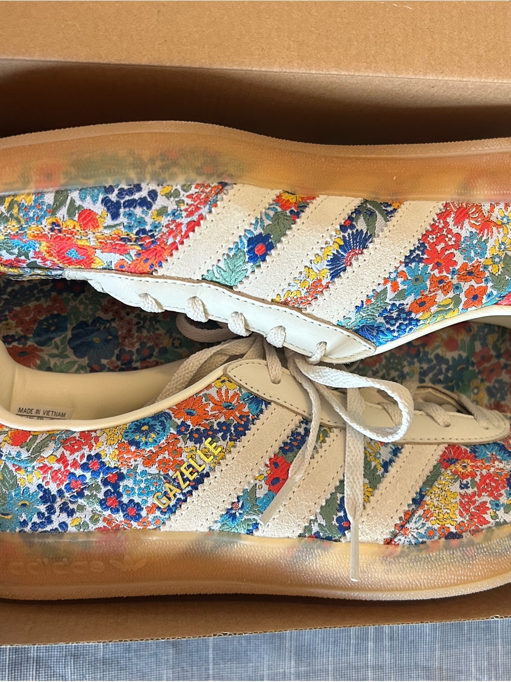 Liberty of London Floral Gazelle Sneakers - White with Blue, Orange, Red, Yellow